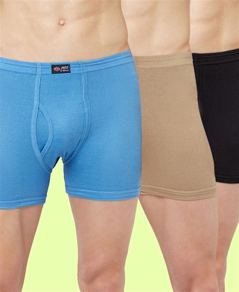 Buy T.T. Mens Jazz Fine Long Inner Elastic Trunk Pack Of 3 Black-Skin ...