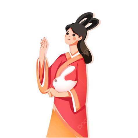 Chang E Holding A Jade Rabbit, Change, Mid Autumn Festival, Jade Hare ...