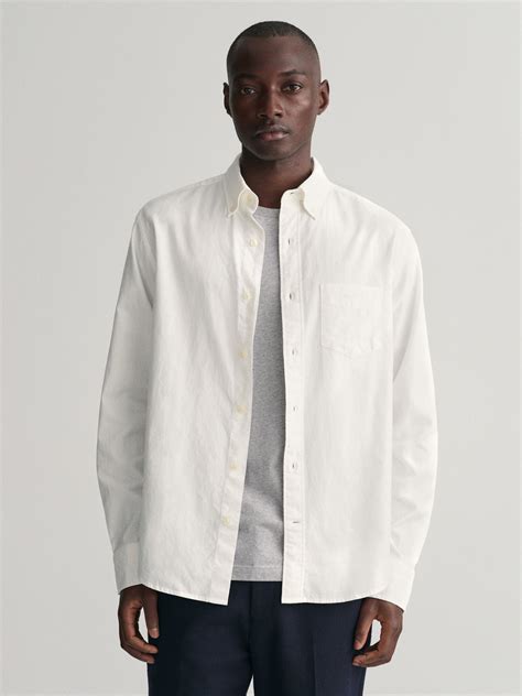 Shop Gant Men Off White Solid Button-Down Collar Full Sleeves Shirt ...