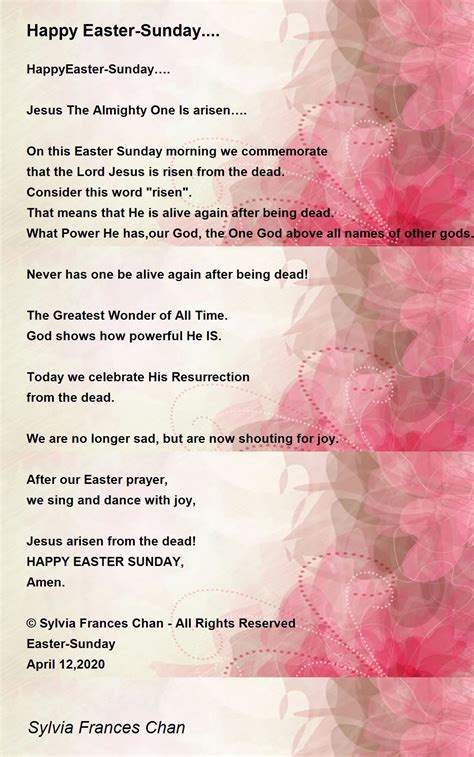 Poems For Easter Sunday Easter Intentions