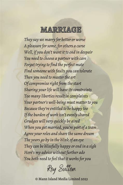 A poem about the joys of marriage - Roy Sutton
