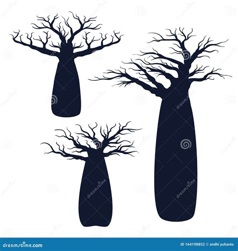 Baobab Silhouette African Typical Desert Tree Vector Logo Design Stock Photography ...