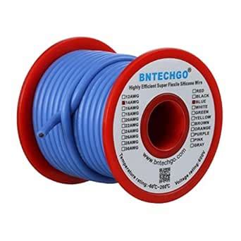 BNTECHGO 14 Gauge Silicone Wire Spool 25 ft Blue Flexible 14 AWG ...