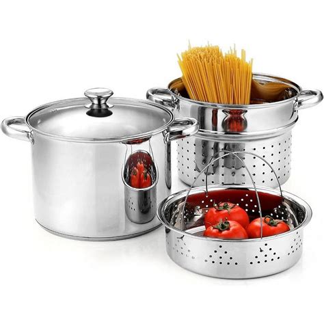 Cook N Home 8-Quart Stainless Steel Pasta Cooker, Steamer Multipots ...