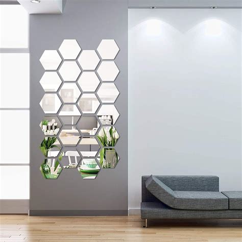 24 pegatinas de pared hexagonales acrílicas extraíbles para sala de ...