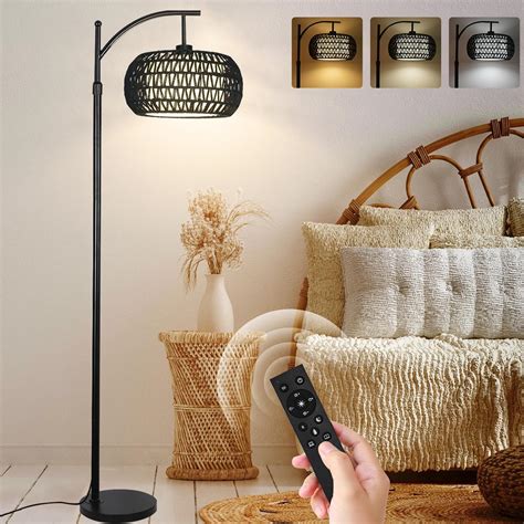ZECOXOL Arc Floor Lamp with 3 Color Temperatures, Dimmable LED Black ...