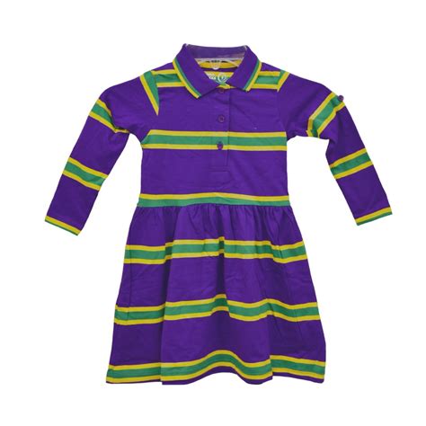 Kids Mardi Gras Girls Purple Dress with Yellow & Green Stripes - Mardi ...