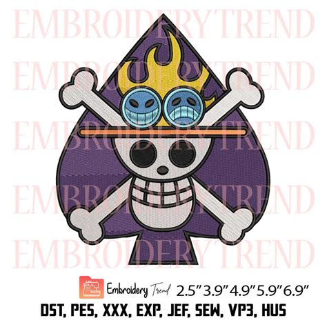 Spade Pirates Jolly Roger Logo Embroidery – Anime One Piece Machine Embroidery Design
