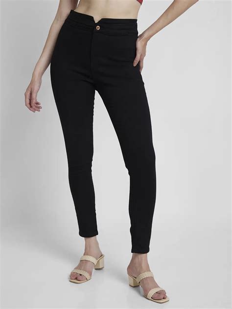 Spykar Women Black Lycra Super Skinny Fit Ankle Length Clean Look Jeans ...
