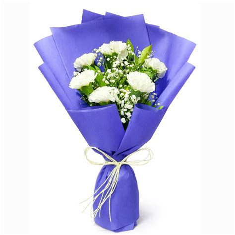 Pure Grace White Carnation Bouquet | Elegant White Flowers– Bloomsy
