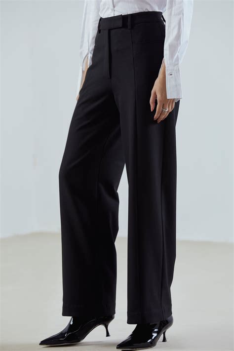 Obsidian Black Panelled Straight Trousers – Qua