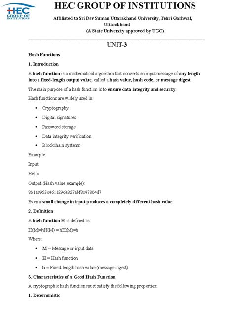 Network Security Unit-3 (BCA VI) - Hash Functions and Authentication ...