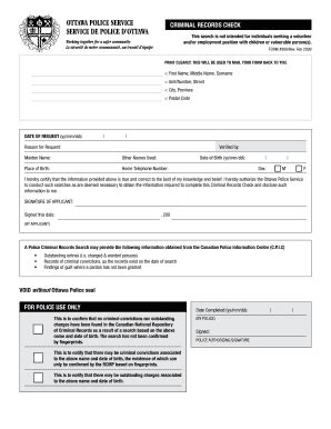 Police Background Check Form Templates | pdfFiller