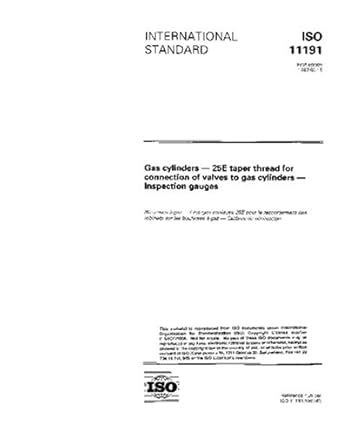 ISO 11191:1997, Gas cylinders - 25E taper thread for connection of ...