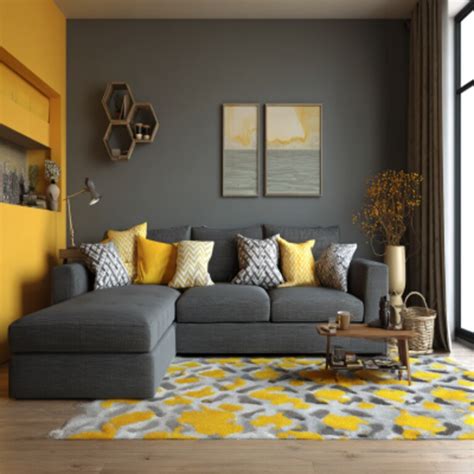 Dramatic Charcoal and Beige Wall Colour Combination for Living Room ...