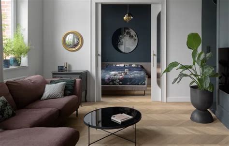 Wallpaper design, style, interior, bedroom, living room, Dark Apartment ...