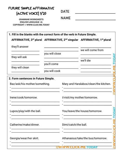 Future Simple Worksheets 的图像结果