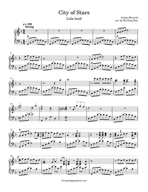 City Of Stars (arr. Pei-Ying Pan) by Emma Stone Sheet Music for Piano ...