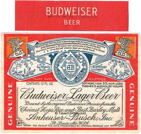 Item #61102 1939 Budweiser Lager Beer Label CS126-13V