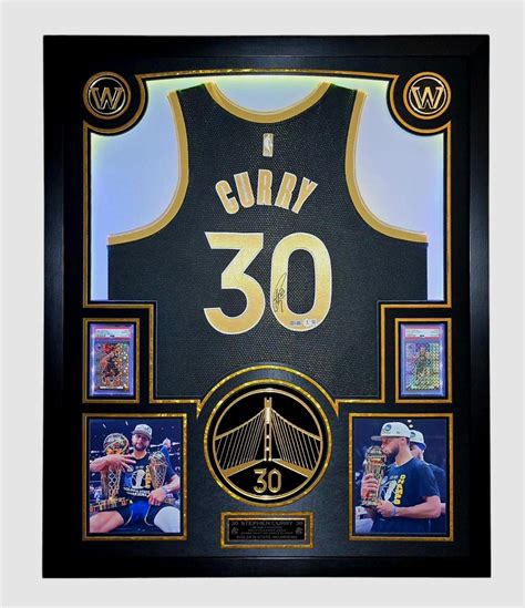Stephen Curry Signed Warriors Custom Framed Nike Jersey with LED ...