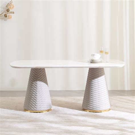 Buy Vegas Faux Marble Top 6-Seater Dining Set with Chairs - Beige and ...