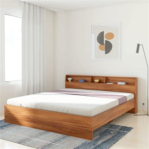 Amazon Brand - Solimo Brol King Size Engineered Wood Bed with Headboard ...