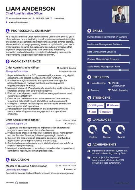 10+ Chief Administrative Officer Resume Samples & Templates for 2025