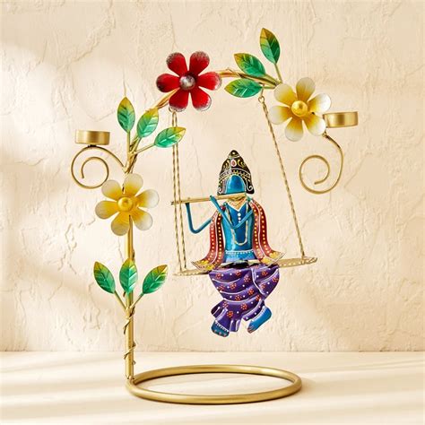 Buy Corsica Metal Krishna On Jhula T-Light Holder from Corsica by Home ...