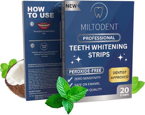 Amazon.com: MILTODENT Sensitive Teeth Whitening Strips (20pcs) - White ...