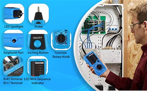 TECHTEST RJ11 RJ45 Cable Tester Multifunction Wire Tracker Measuring ...