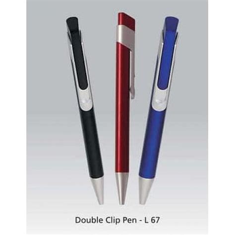 Double clip plastic pen L67 in bulk for corporate gifting | Promotional ...