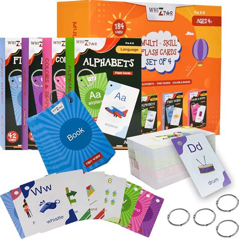 WHIZTAR Educational Flash Cards for Toddlers - Set of 4 184 India | Ubuy