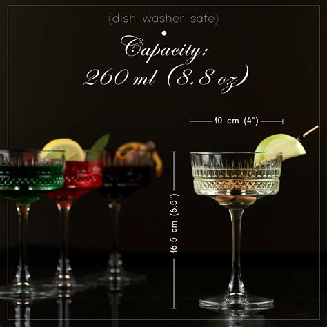 The Buybox Vintage Coupe Glasses Set of 6, Champagne, Cocktail, Martini ...