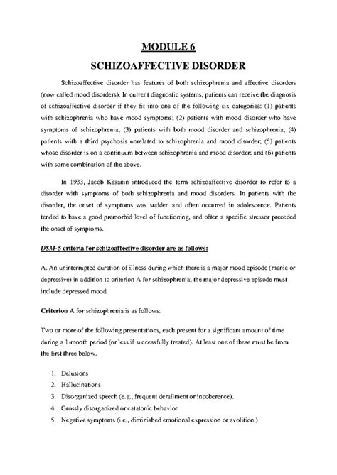 Schizoaffective Disorder - MODULE 6 SCHIZOAFFECTIVE DISORDER ...