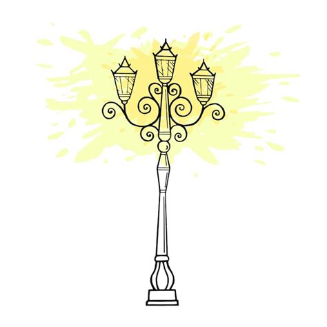 Hand drawing of vintage lamp street illustration vector | Premium Vector