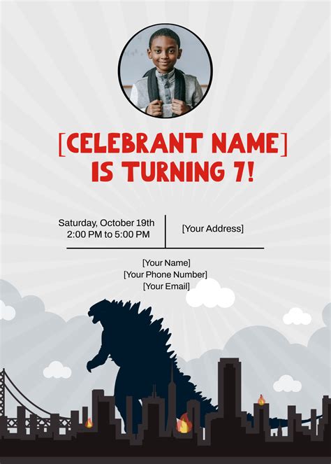 Godzilla Birthday Invitation Templates - Edit Online & Download Example ...