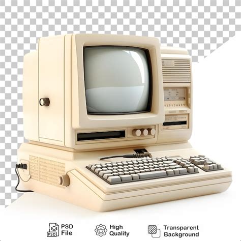 Premium PSD | 3d old vintage computer on transparent background