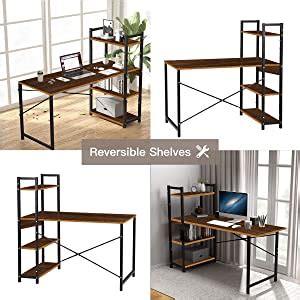 Kawachi Wooden Laptop Computer Desk Study Writing Table with 4 Tier ...