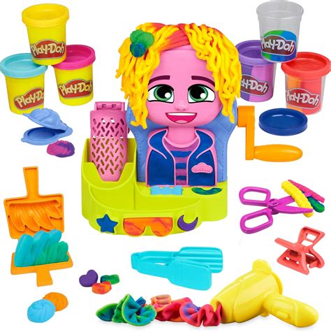 Amazon.com: Play-Doh Hair Stylin' Salon Playset with 6 Cans, Pretend ...