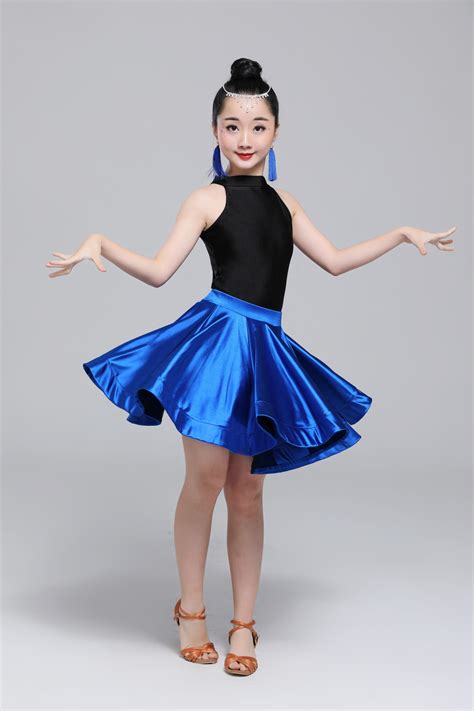 天生舞者夏季新款拉丁舞服女童表演服专业练功服黑色吊带演出舞裙