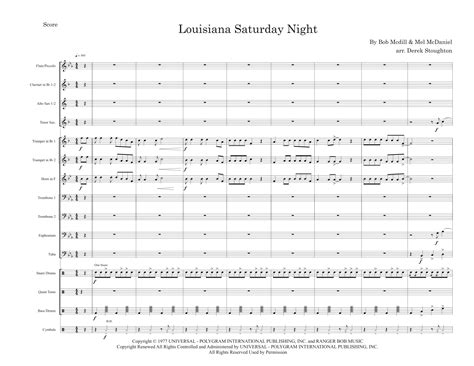 Louisiana Saturday Night (arr. Derek Stoughton) by Mel McDaniel Sheet ...