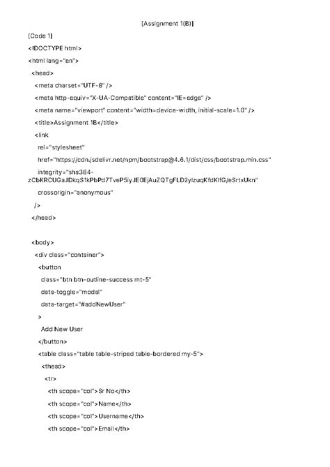 Assignment 1B - [Assignment 1(B)] [Code 1] - Studocu