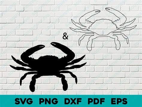 Blue Crab Silhouette & Outline Shapes Svg Png Dxf Vector Graphic Design ...