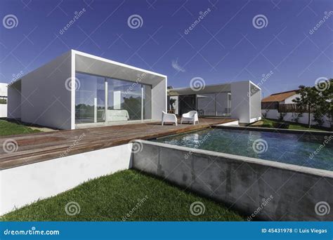 House with Garden Swimming Pool and Wooden Deck Stock Photo - Image of ...