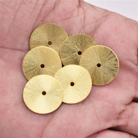 Buy 20mm - 10pcs Gold Flat Disc Spacers, Brushed 20mm Disk Heishi ...