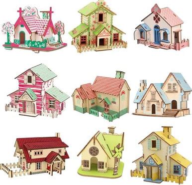 Mpiuet 9 Piece Set 3D Wooden Puzzle For Adults 3D Wooden House Brain ...