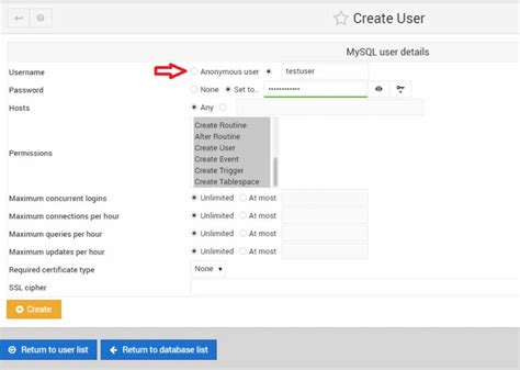 Image result for Create New Database Users Webmin