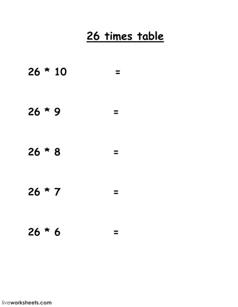 Image result for 26 Multiplication Table