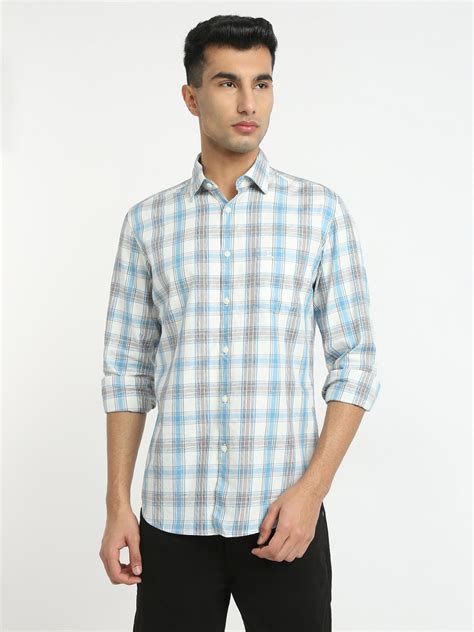 Parx Men Blue Checks Slim Fit Cotton Casual Shirt – MyRaymond