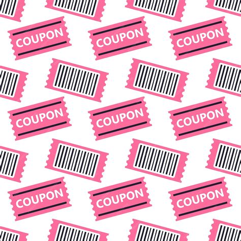 Premium Vector | Pattern of pink coupons with barcode on white background